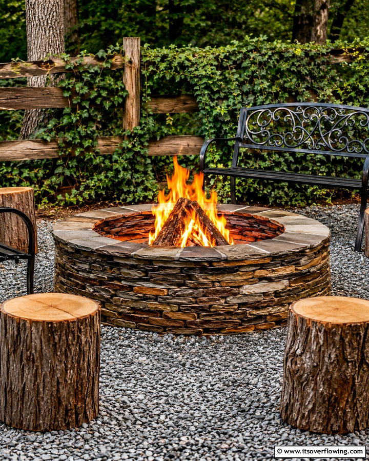 Stacked Slate Fire Pit - 25 Wood Burning Fire Pit Ideas for Cozy Nights