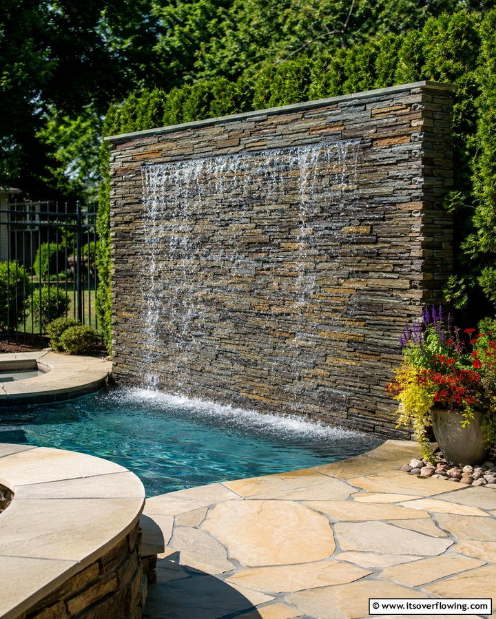 Stacked Stone Waterfall - 25 Small Pool Waterfall Ideas for Your Backyard
