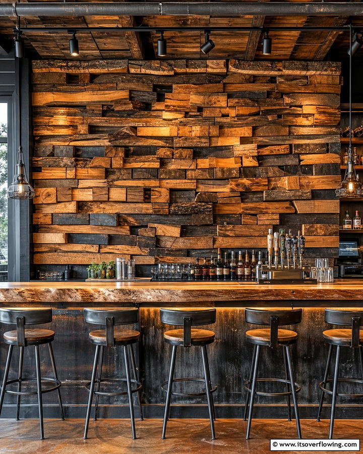 Stacked Wood Accent Wall - 25 Wood Trim Accent Wall Ideas for a Warm Touch
