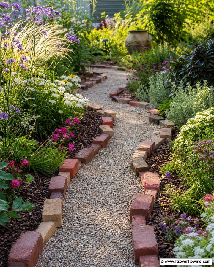 Staggered Brick Edging - 20 Brick Edging Ideas- Define Your Garden Spaces