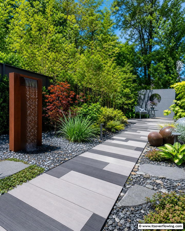 Staggered Composite Paths - 20 Composite Walkway Ideas for a Durable and Beautiful Path