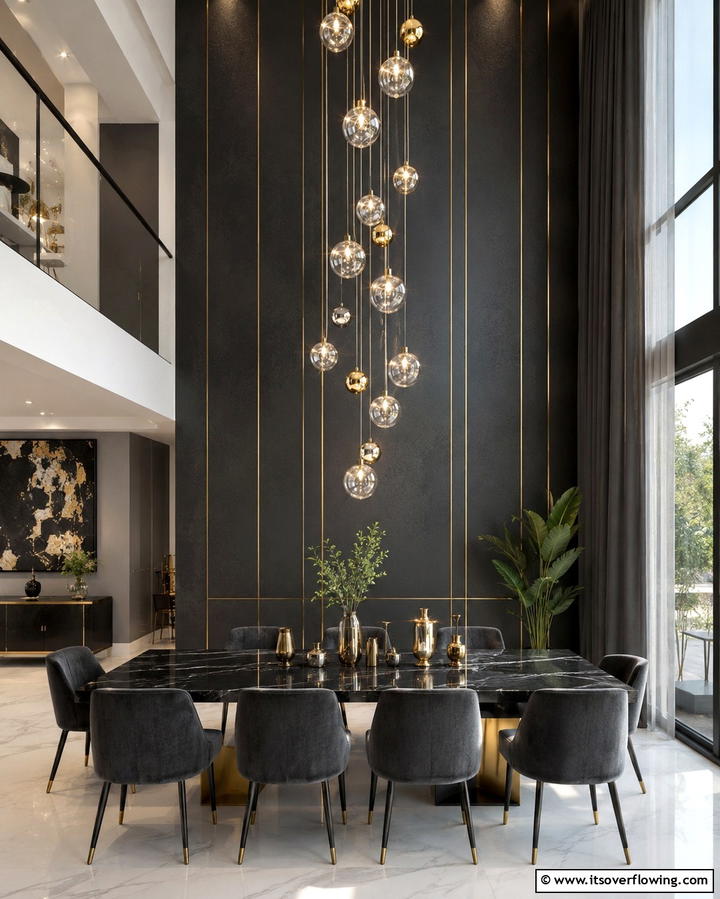 Staggered Pendant Lighting - 30 High Ceiling Wall Decor Ideas for Tall Interior Spaces