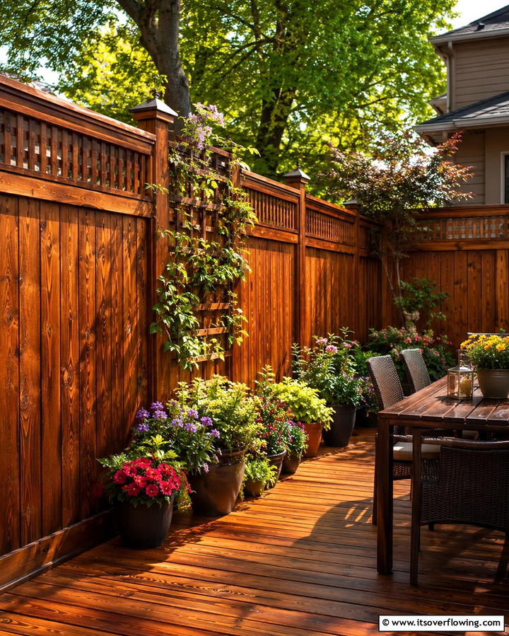 Stained Cedar Fence for Warmth - 30 Durable Cedar Fence Ideas to Enhance Privacy and Style