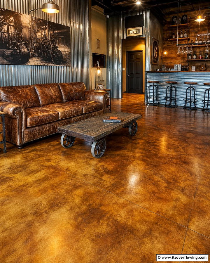Stained Concrete Flooring - 25 Man Cave Flooring Ideas for a Masculine Retreat