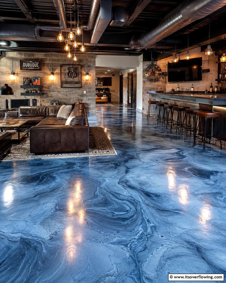 Stained Concrete Flooring - 25 Basement Floor Ideas for a Functional Space