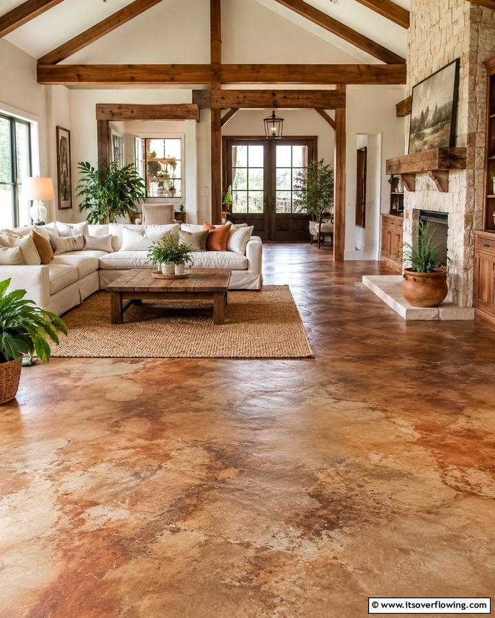 Stained Concrete in Earthy Tones - 25 Innovative Concrete Floor Design Ideas for Homes