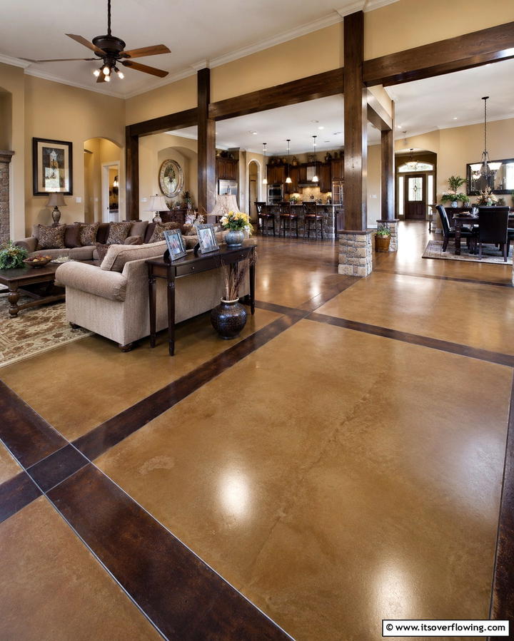 Stained Concrete with Borders - 25 Stained Concrete Floors for a Unique Look