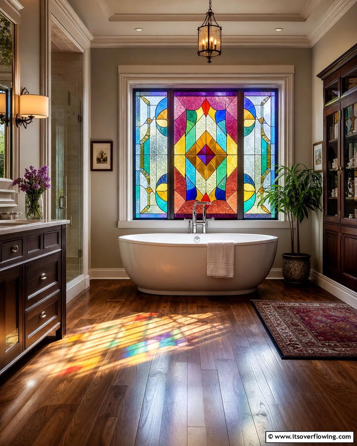 Stained Glass Accents - 25 Victorian Bathroom Ideas for a Luxurious Retreat