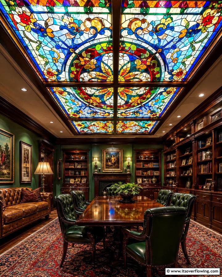 Stained Glass Ceiling Panels - 25 Drop Ceiling Lighting Ideas for Modern Homes