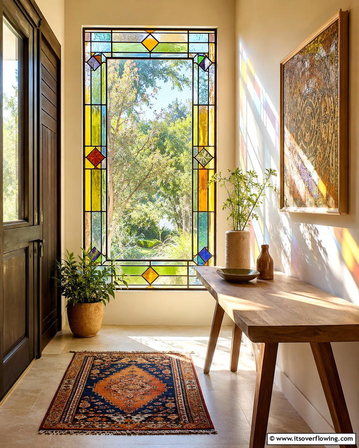 Stained Glass Trim Accents - 25 Window Trim Ideas to Enhance Your Home’s Charm