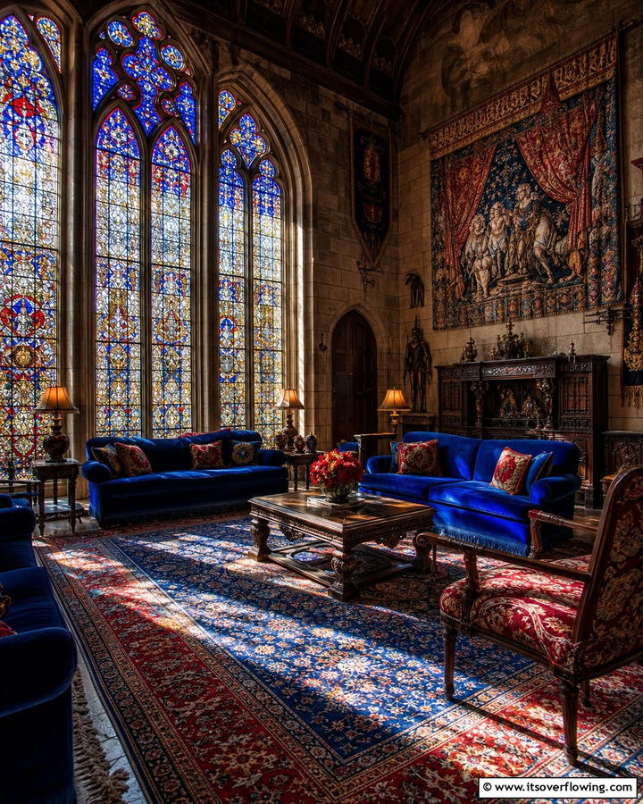 Stained Glass Windows - 25 Castle Living Room Ideas for a Majestic and Regal Ambiance