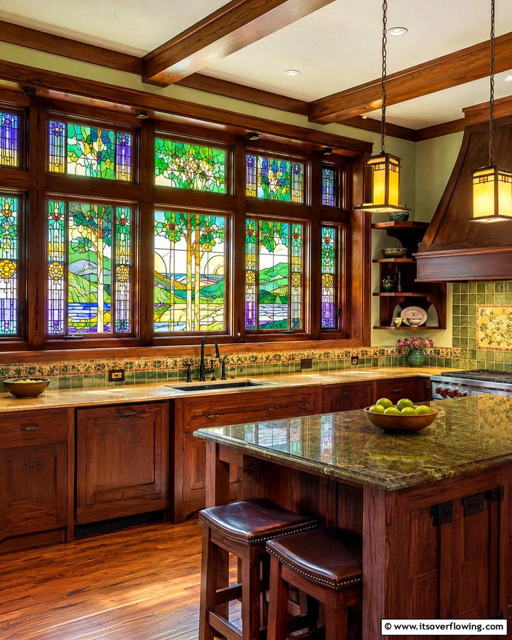 Stained Glass Windows - 25 Craftsman Kitchen Ideas for a Classic and Timeless Design