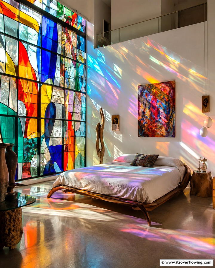 Stained Glass Windows for Artistic Flair - 25 Bedroom Window Ideas to Enhance Your View