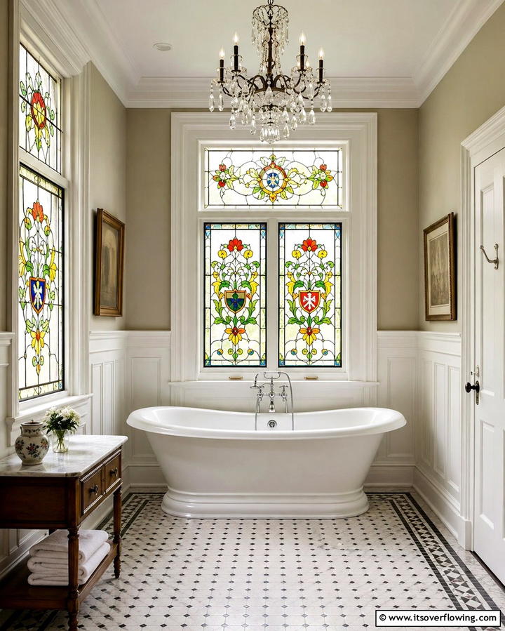 Stained Glass Windows for a Unique Accent - 25 Traditional Bathroom Ideas for Timeless Elegance