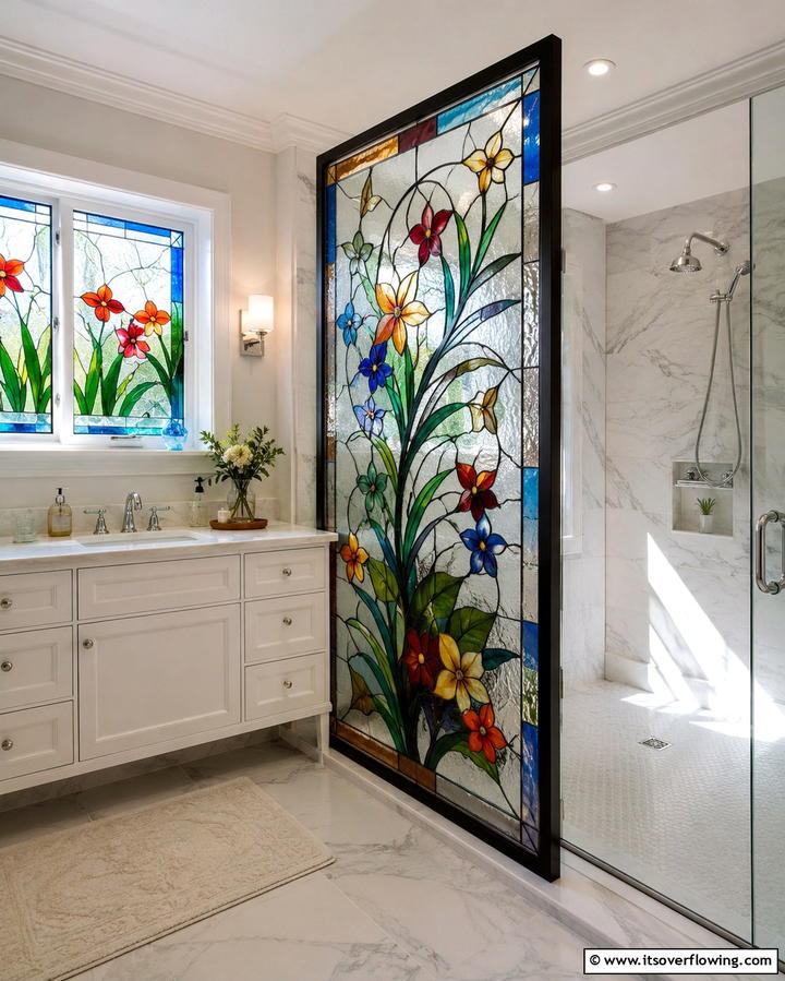 Stained Glass Windows or Panels - 25 Gothic Bathroom Ideas for a Dramatic and Stylish Space