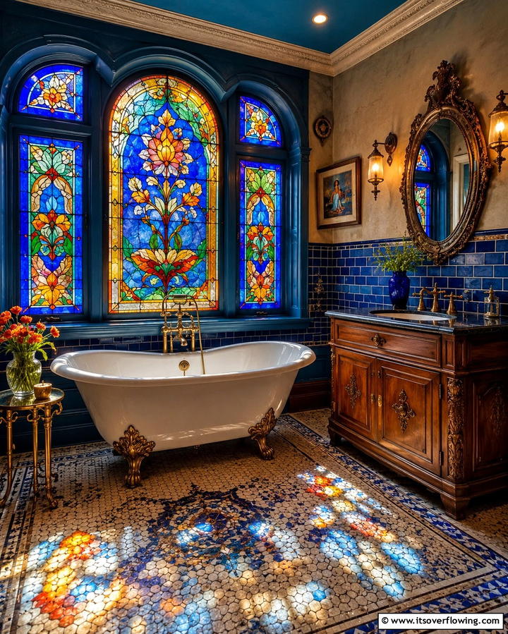 Stained Glass for Artistic FlairExact - 25 Beautiful Bathroom Window Treatment Ideas for Privacy