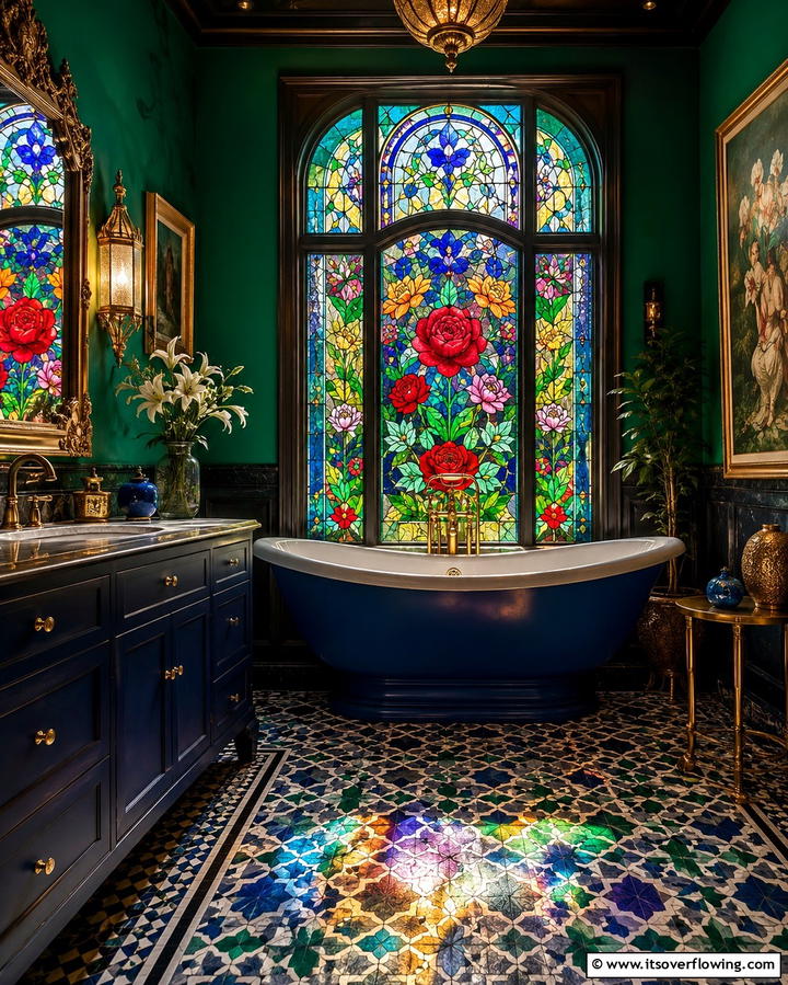 Stained Glass for Artistic FlairOne - 25 Beautiful Bathroom Window Treatment Ideas for Privacy