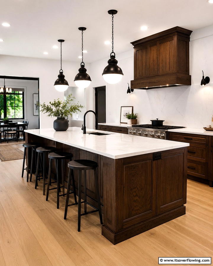Stained Wood Finish - 25 Rustic Kitchen Island Ideas for a Cozy Cooking Space
