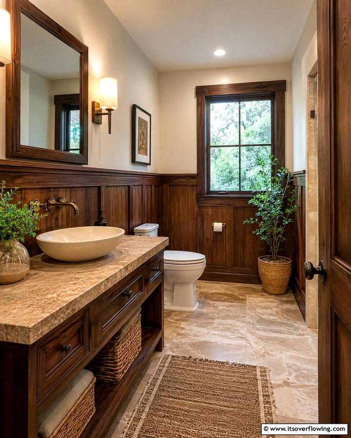 Stained Wood Wainscoting - 25 Bathroom Wainscoting Ideas to Elevate Your Decor