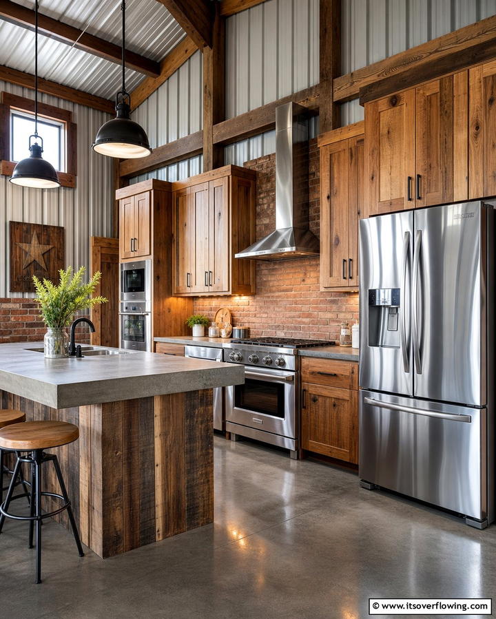 Stainless Steel Appliances - 25 Barndominium Kitchen Ideas for a Rustic and Modern Space