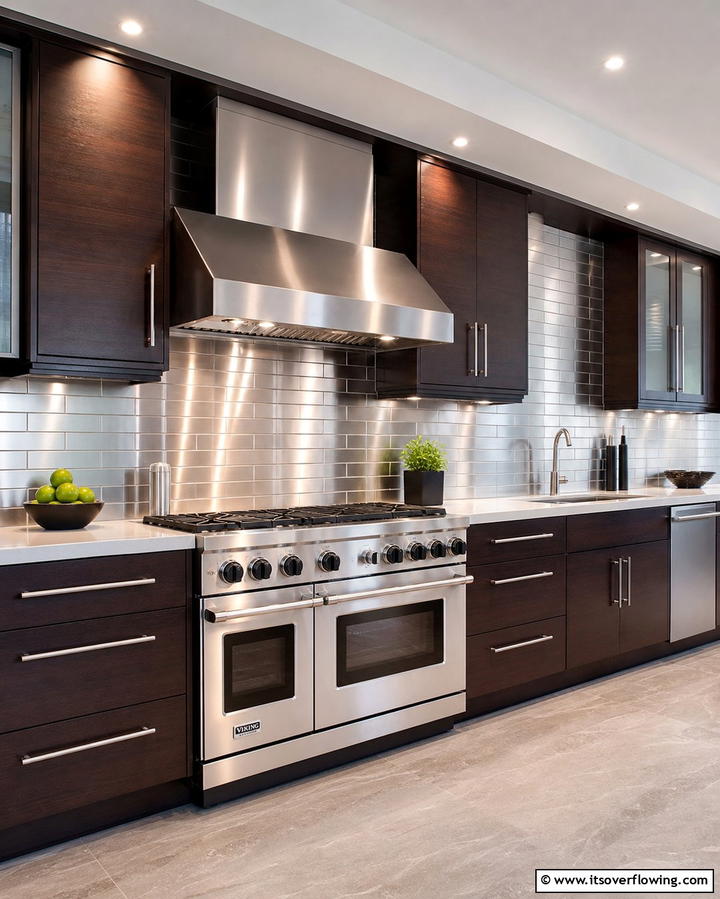 Stainless Steel Backsplash - 25 Kitchen With Stainless Steel Appliances Ideas