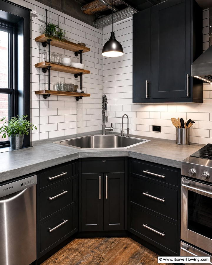Stainless Steel Corner Sink - 25 Clever Corner Kitchen Sink Ideas for Small Spaces