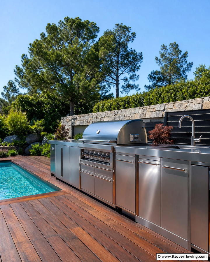 Stainless Steel Countertops for Professional Style - 25 Outdoor Kitchen Countertop Ideas for Functionality
