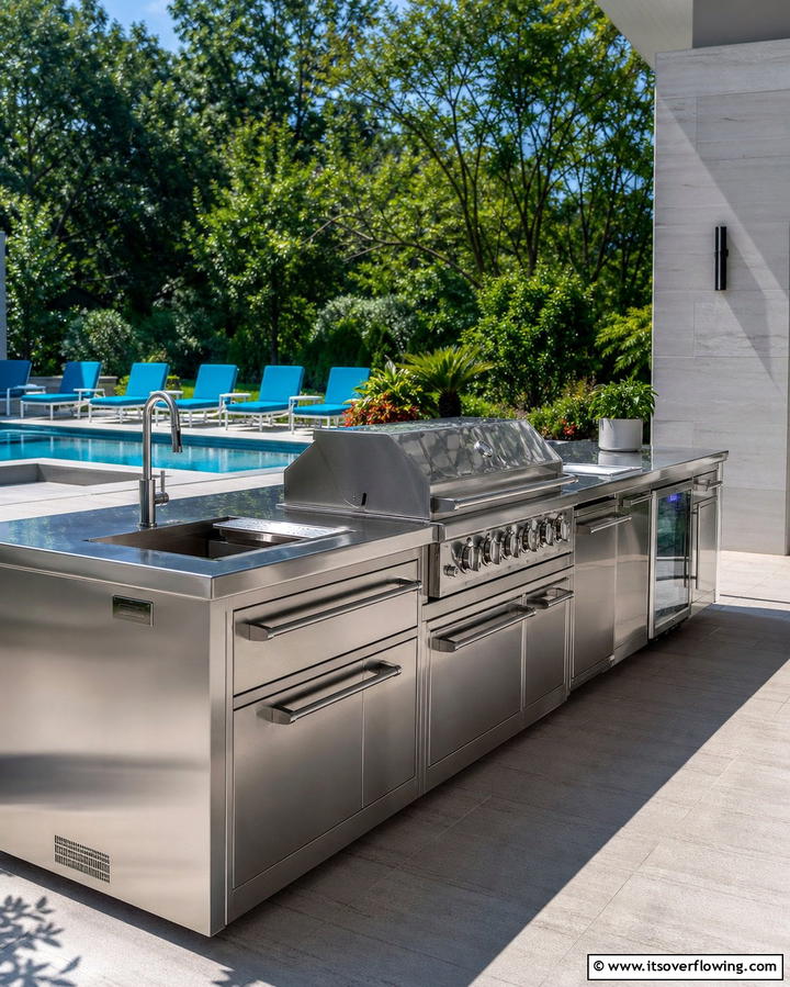 Stainless Steel Countertops for a Sleek Look - 25 Outdoor Kitchen Countertop Ideas for Functionality