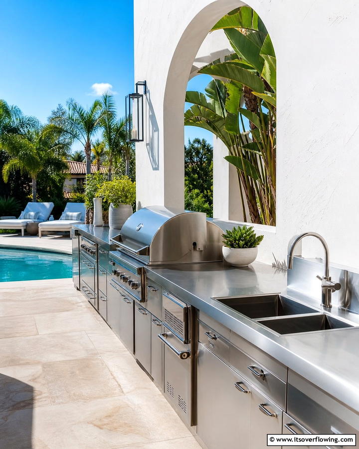 Stainless Steel CountertopsExact - 25 Types of Outdoor Kitchen Countertops for Durability