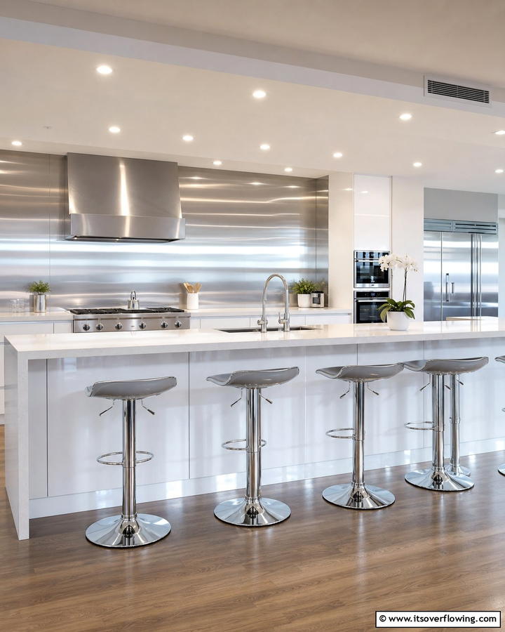 Stainless Steel Panels - 21 Kitchen Island Back Panel Ideas for Modern Designs