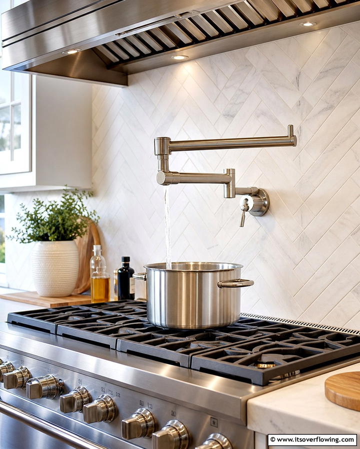 Stainless Steel Pot Filler Faucet - 25 Kitchen With Stainless Steel Appliances Ideas