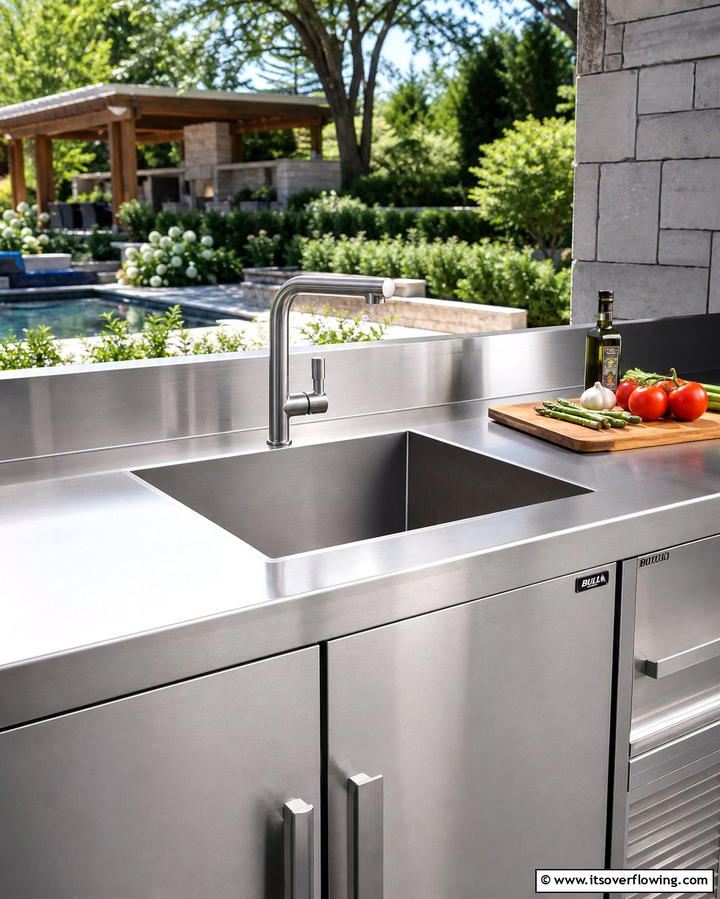 Stainless Steel Sink for Sleek Durability - 25 Outdoor Sink Ideas for Functional Outdoor Spaces