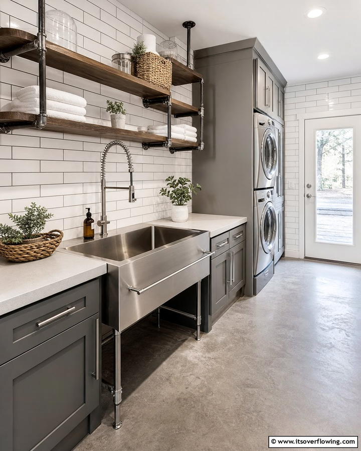Stainless Steel Utility Sink - 20 Functional Laundry Room Sink Ideas for Efficiency