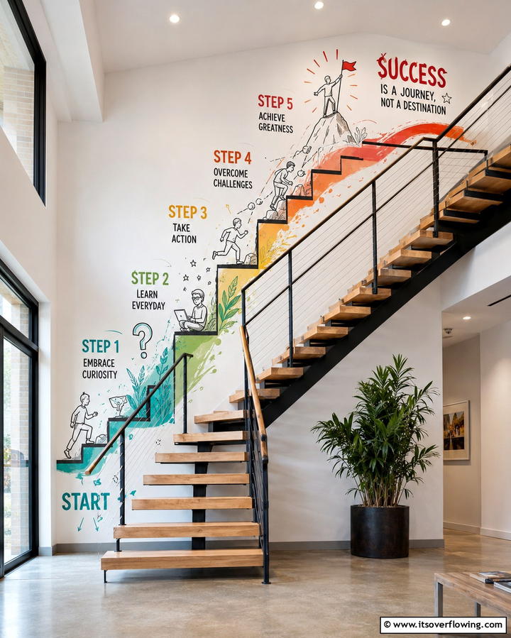 Staircase Storyboard - 30 Interactive Mural Ideas- Transform Your Walls Creatively