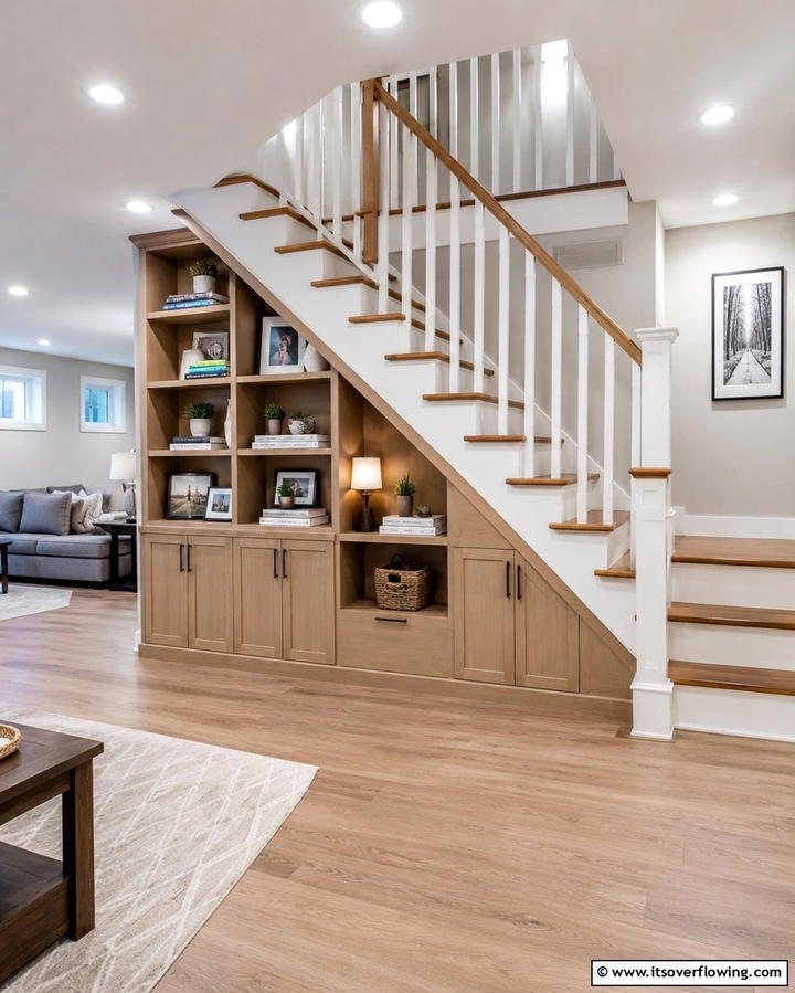 Staircase with Built In Storage - 25 Basement Stair Ideas to Transform Your Space