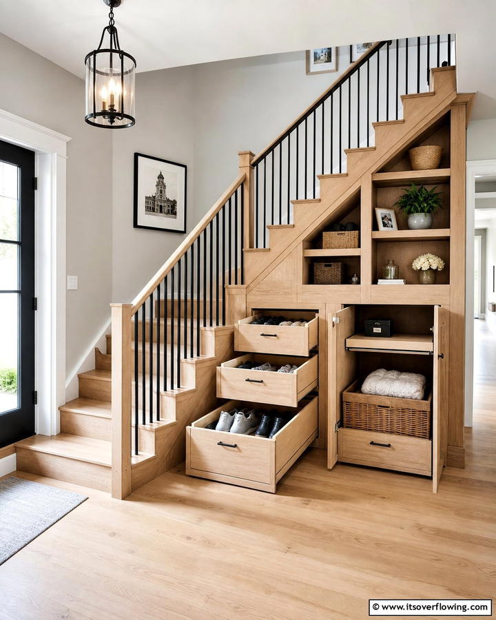 Staircase with Storage - 30 Wooden Staircase Ideas for Modern and Rustic Homes