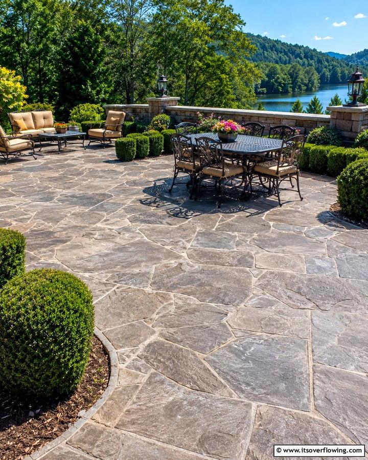 Stamped Concrete Deck with Stone Patterns - 25 Concrete Deck Ideas for a Modern and Durable Outdoor Space