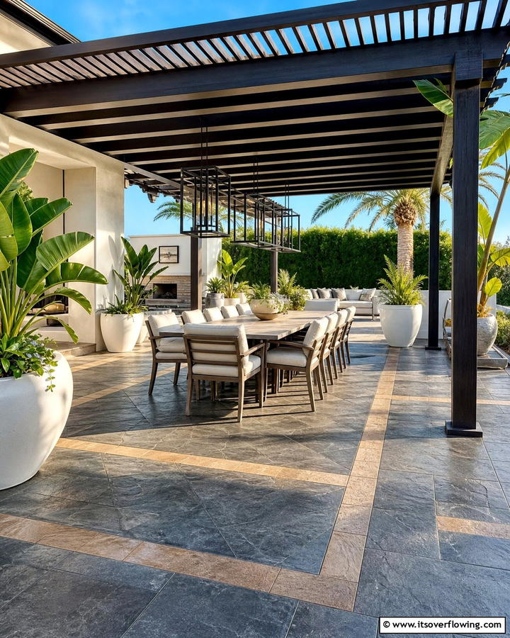 Stamped Concrete Designs - 20 Pergola Flooring Ideas to Enhance Your Outdoor Space