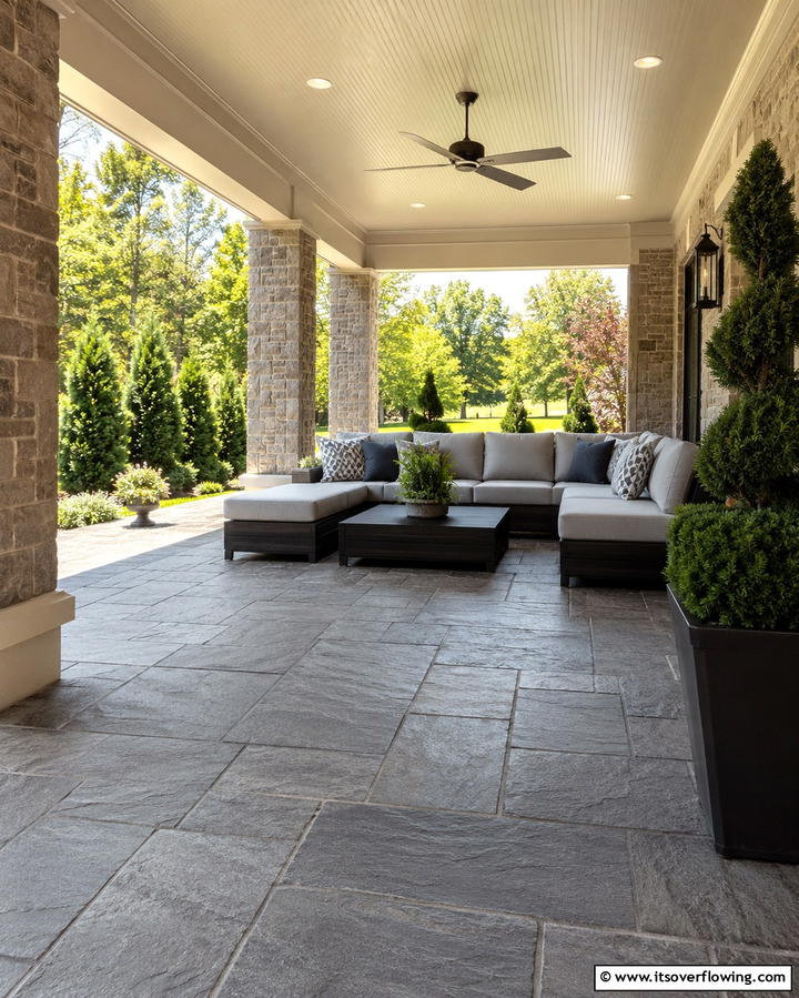 Stamped Concrete Flooring - 25 Porch Flooring Options for Stylish Outdoor Spaces