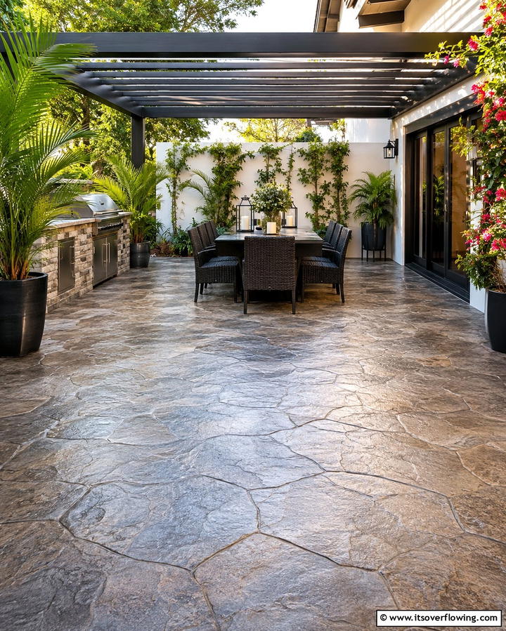 Stamped Concrete Patios - 25 Concrete Garden Ideas for a Modern Outdoor Space