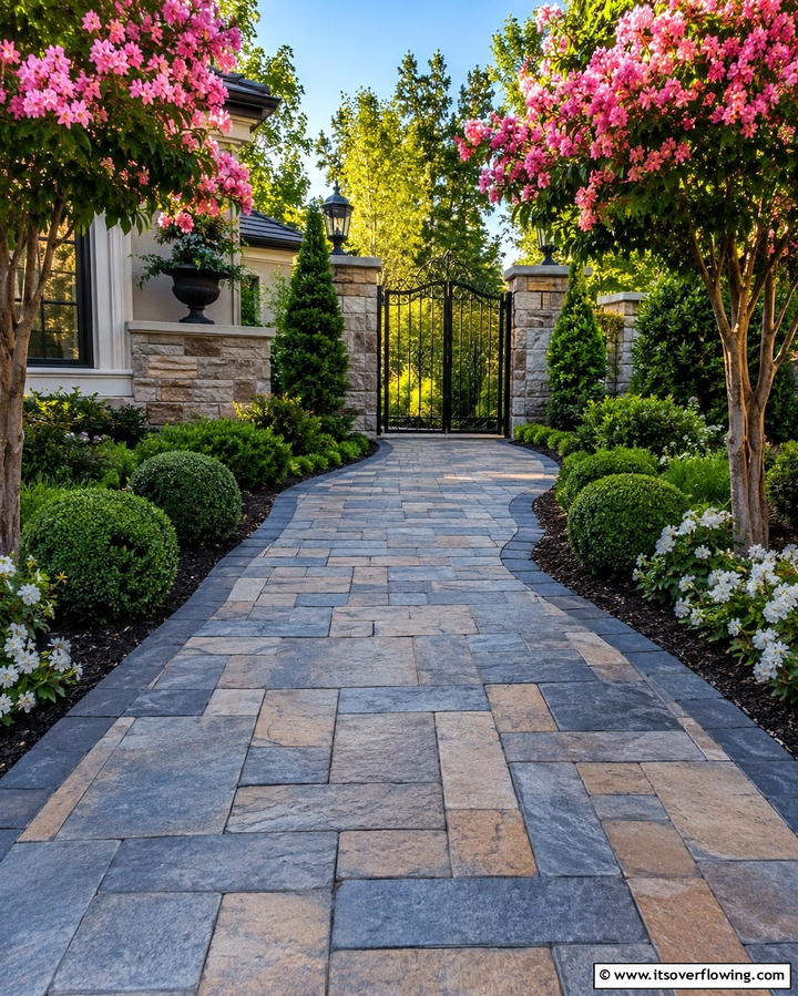 Stamped Concrete Paver Walkway - 25 Concrete Paver Walkway Ideas for Durable Design