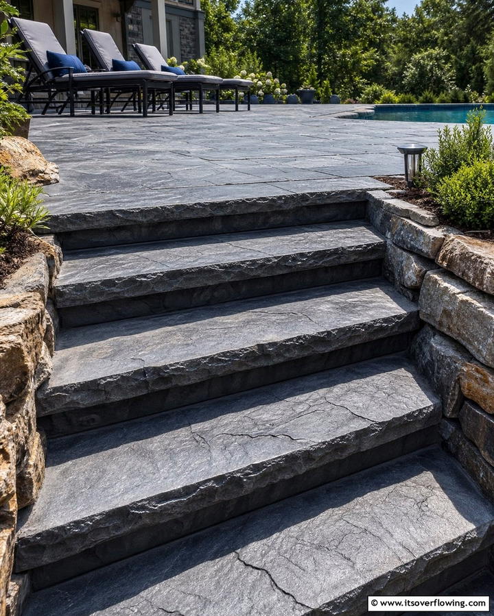 Stamped Concrete Steps - 25 Patio Steps Ideas to Enhance Your Outdoor Space