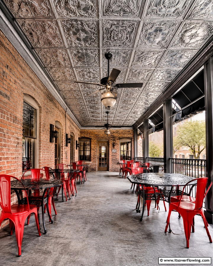 Stamped Tin Ceiling - 25 Patio Ceiling Ideas for Stylish Outdoor Spaces