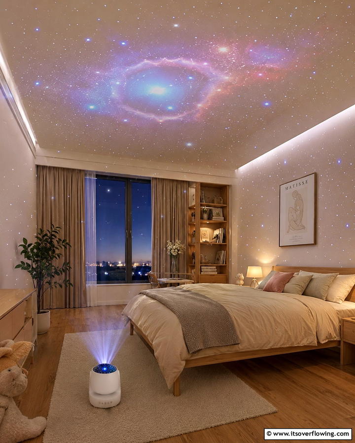 Star Projector Night Light - 25 Space-Themed Room Ideas for Kids and Adults