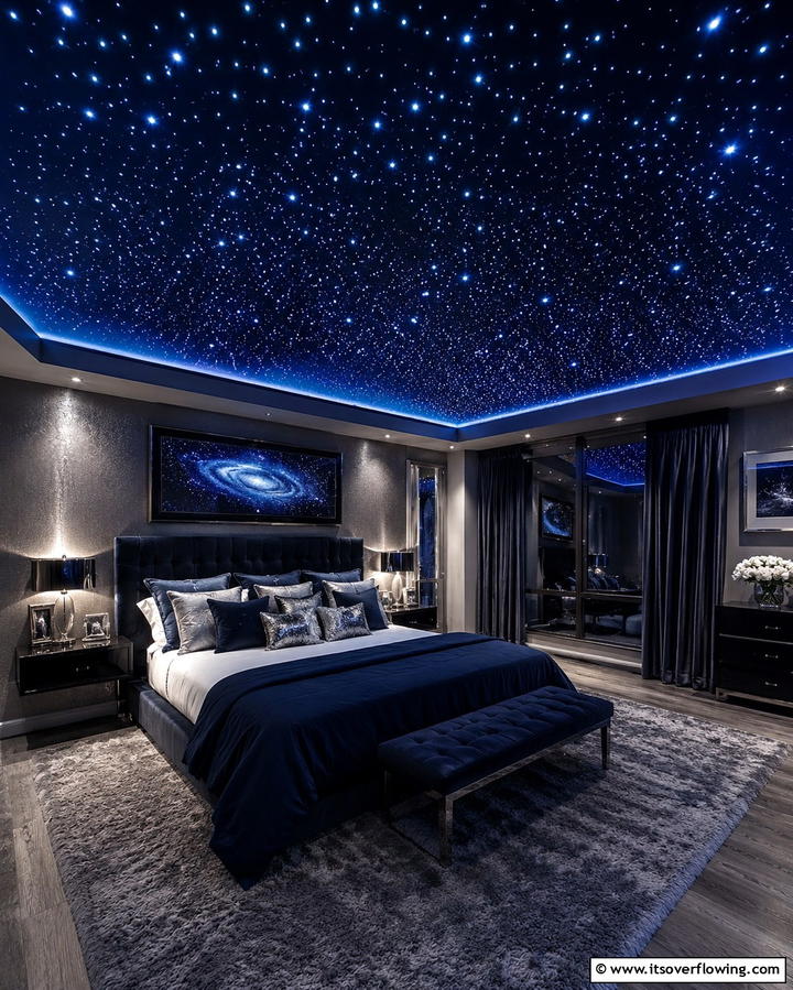 Starry Ceiling Illumination - 30 Romantic Bedroom Ideas to Create a Cozy Love Nest