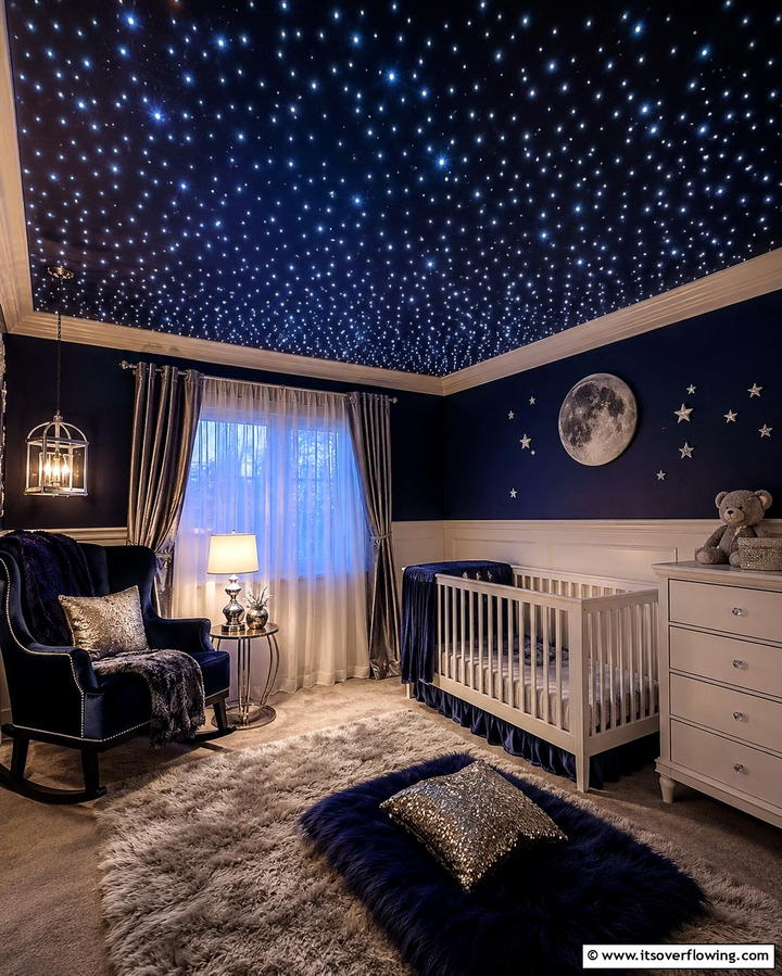 Starry Ceiling Lights - 25 Space-themed Nursery Ideas for a Galactic Dream