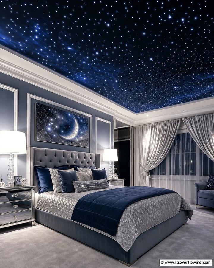 Starry Night Ceiling - 25 Stunning Bedroom Ceiling Ideas to Elevate Your Space
