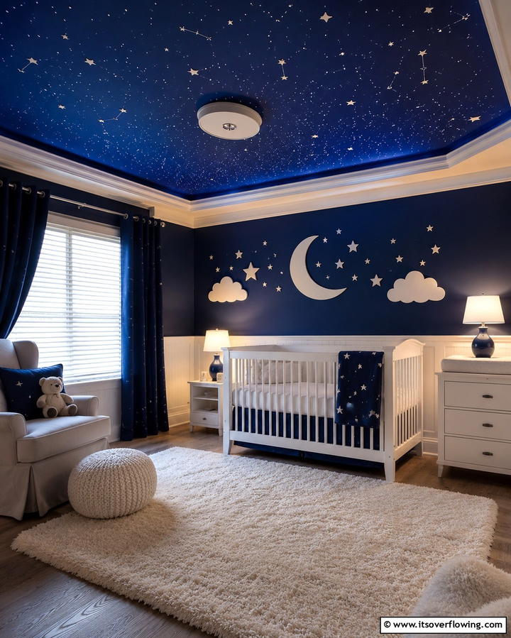 Starry Night Ceiling - 30 Nature Themed Nursery Ideas for a Serene Kids Room