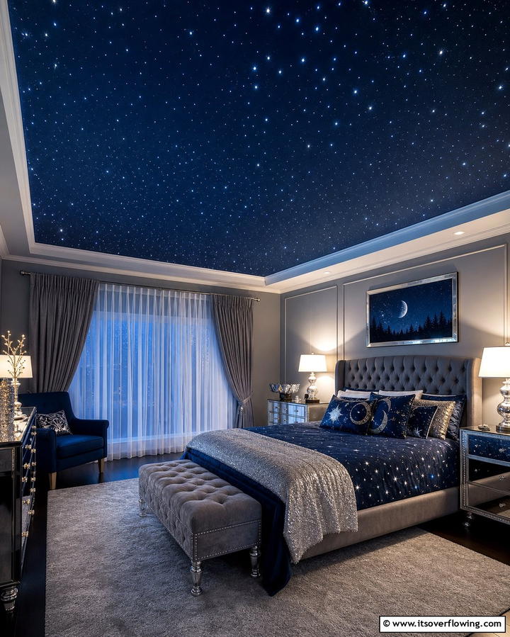 Starry Night Ceilings for a Dreamy Atmosphere - 25 Stunning Bedroom Ceiling Ideas to Elevate Your Space