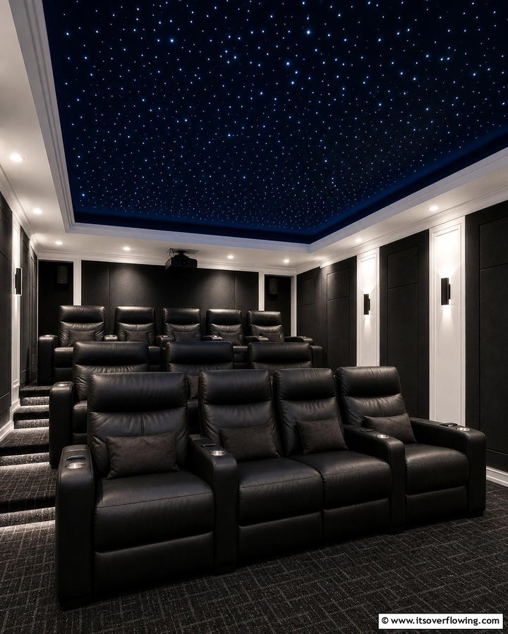Starry Night Effect - 25 Reverse Tray Ceiling Ideas for a Unique Look